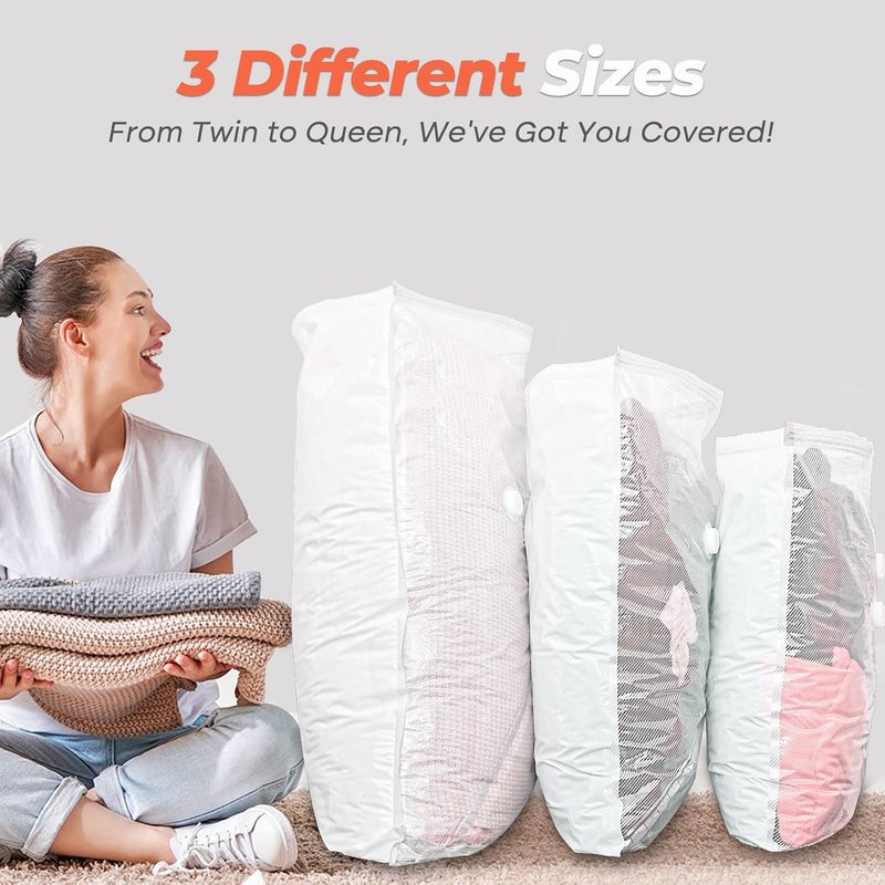 Vacbird Vacuum Seal Bags for Clothing with Wireless Charging Pump, Compression Packing Storage for Clothes Bedding Blanket Duvets Pillows Comforters (24 Combo Set) - Image 3